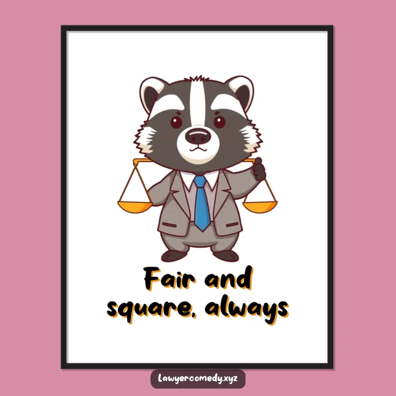 Free Printable Wall Art: Funny Badger Lawyer, Humorous Downloadable Decor for Office
