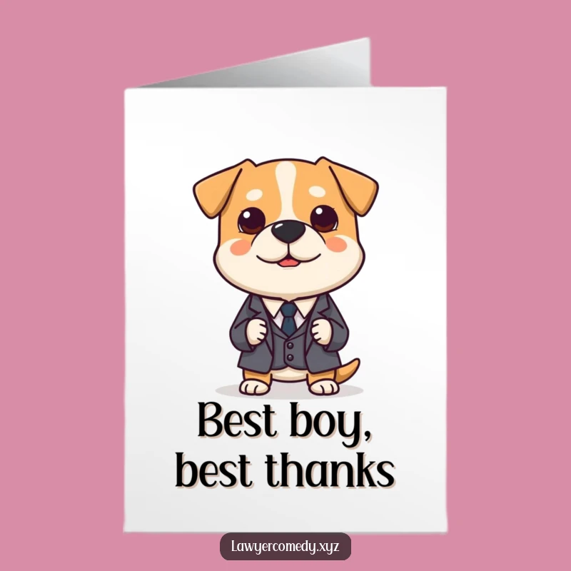 Free Printable Dog Lawyer Thank You Card: Earnest Suit Brief Downloadable Gift