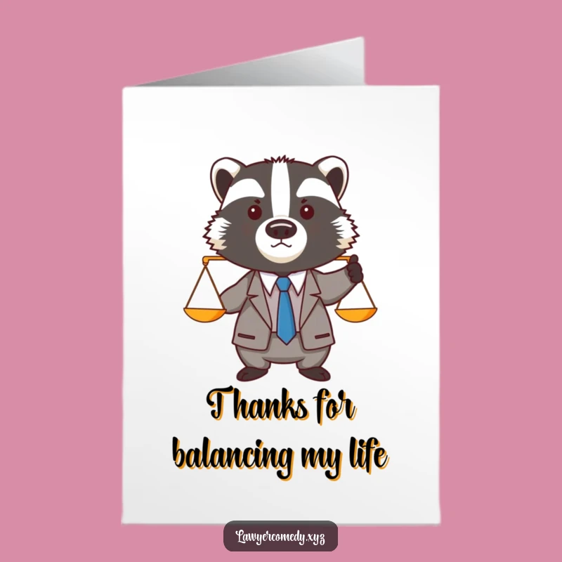 Free Printable Thank You Card: Badger Lawyer Weighs Gratitude, Unique Downloadable Gift